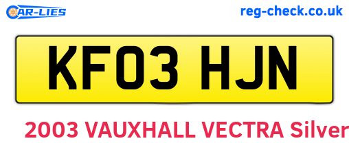 KF03HJN are the vehicle registration plates.