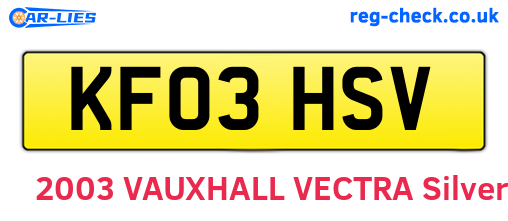 KF03HSV are the vehicle registration plates.