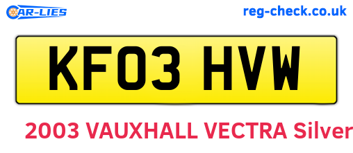 KF03HVW are the vehicle registration plates.