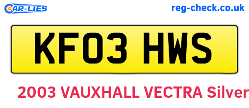 KF03HWS are the vehicle registration plates.