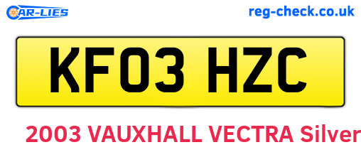 KF03HZC are the vehicle registration plates.