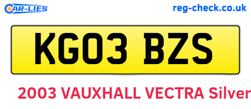 KG03BZS are the vehicle registration plates.