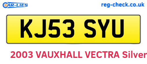 KJ53SYU are the vehicle registration plates.