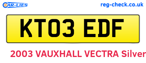 KT03EDF are the vehicle registration plates.
