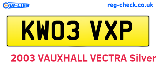 KW03VXP are the vehicle registration plates.