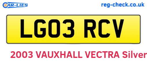 LG03RCV are the vehicle registration plates.