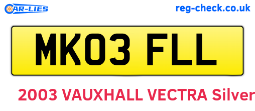 MK03FLL are the vehicle registration plates.