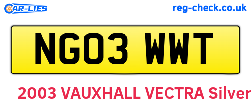 NG03WWT are the vehicle registration plates.