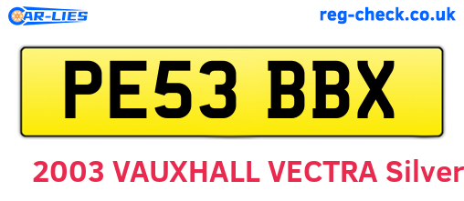 PE53BBX are the vehicle registration plates.