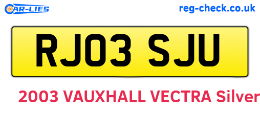 RJ03SJU are the vehicle registration plates.