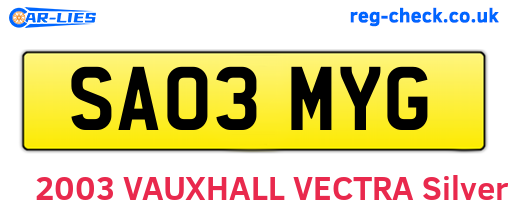 SA03MYG are the vehicle registration plates.