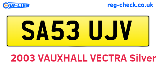 SA53UJV are the vehicle registration plates.