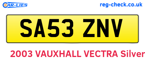 SA53ZNV are the vehicle registration plates.