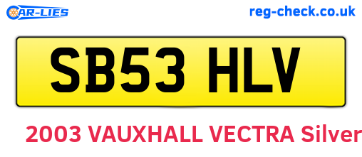 SB53HLV are the vehicle registration plates.