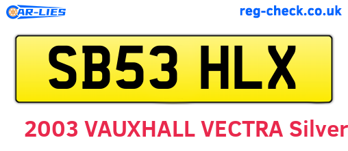 SB53HLX are the vehicle registration plates.