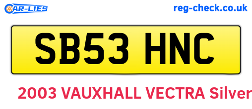 SB53HNC are the vehicle registration plates.