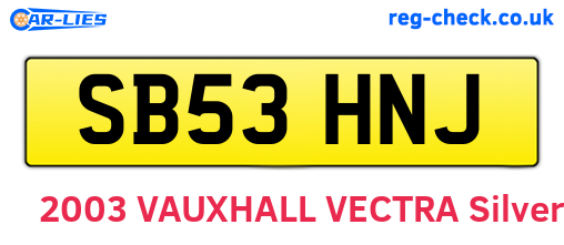 SB53HNJ are the vehicle registration plates.