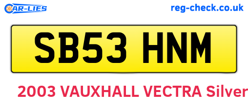 SB53HNM are the vehicle registration plates.