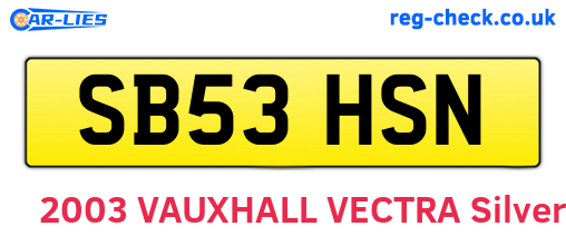 SB53HSN are the vehicle registration plates.