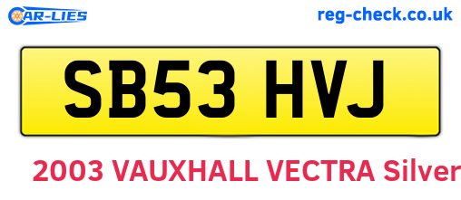 SB53HVJ are the vehicle registration plates.