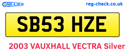 SB53HZE are the vehicle registration plates.