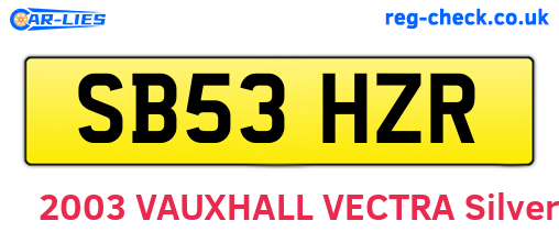 SB53HZR are the vehicle registration plates.