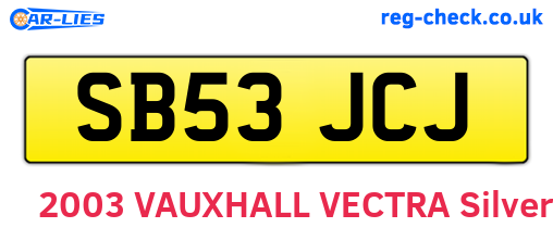 SB53JCJ are the vehicle registration plates.