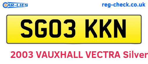 SG03KKN are the vehicle registration plates.