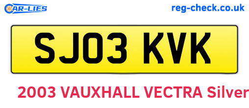 SJ03KVK are the vehicle registration plates.