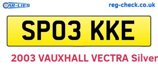 SP03KKE are the vehicle registration plates.