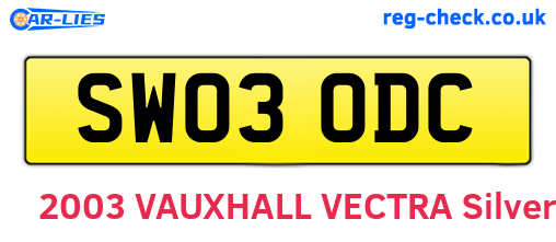 SW03ODC are the vehicle registration plates.
