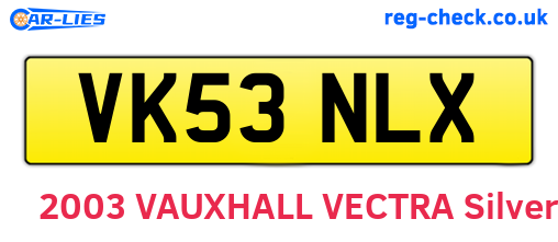VK53NLX are the vehicle registration plates.