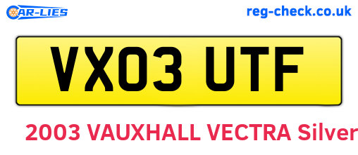 VX03UTF are the vehicle registration plates.
