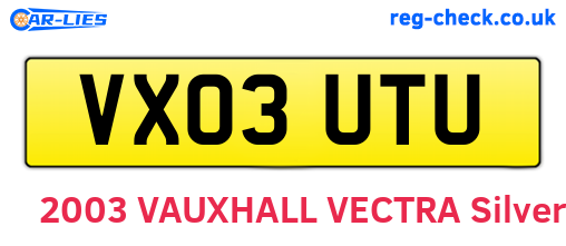 VX03UTU are the vehicle registration plates.