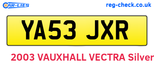 YA53JXR are the vehicle registration plates.