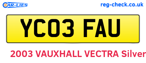 YC03FAU are the vehicle registration plates.