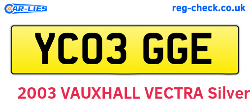 YC03GGE are the vehicle registration plates.