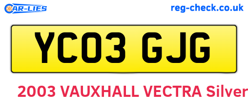 YC03GJG are the vehicle registration plates.