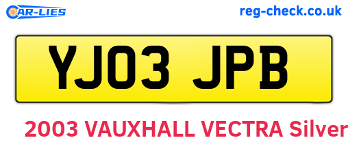 YJ03JPB are the vehicle registration plates.