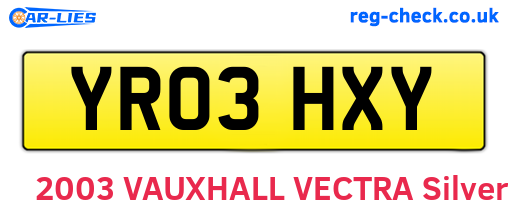YR03HXY are the vehicle registration plates.