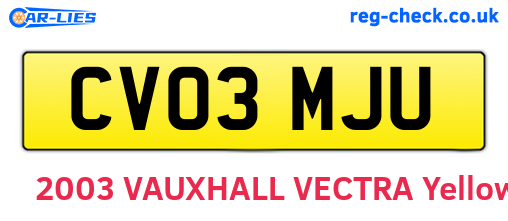 CV03MJU are the vehicle registration plates.