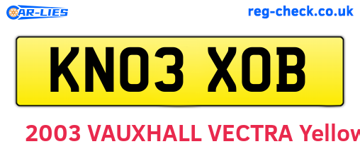 KN03XOB are the vehicle registration plates.
