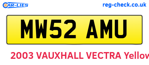 MW52AMU are the vehicle registration plates.