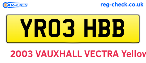 YR03HBB are the vehicle registration plates.