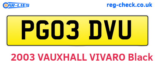PG03DVU are the vehicle registration plates.