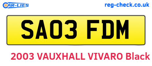 SA03FDM are the vehicle registration plates.