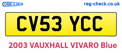 CV53YCC are the vehicle registration plates.