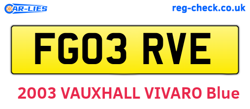 FG03RVE are the vehicle registration plates.