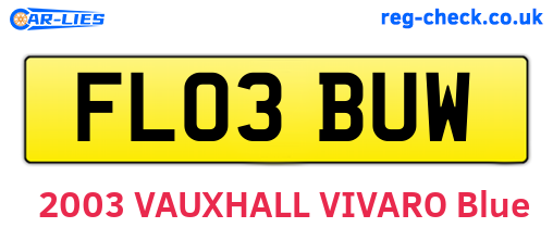 FL03BUW are the vehicle registration plates.