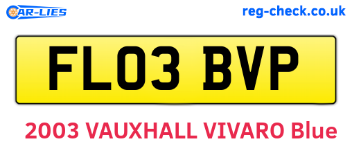FL03BVP are the vehicle registration plates.